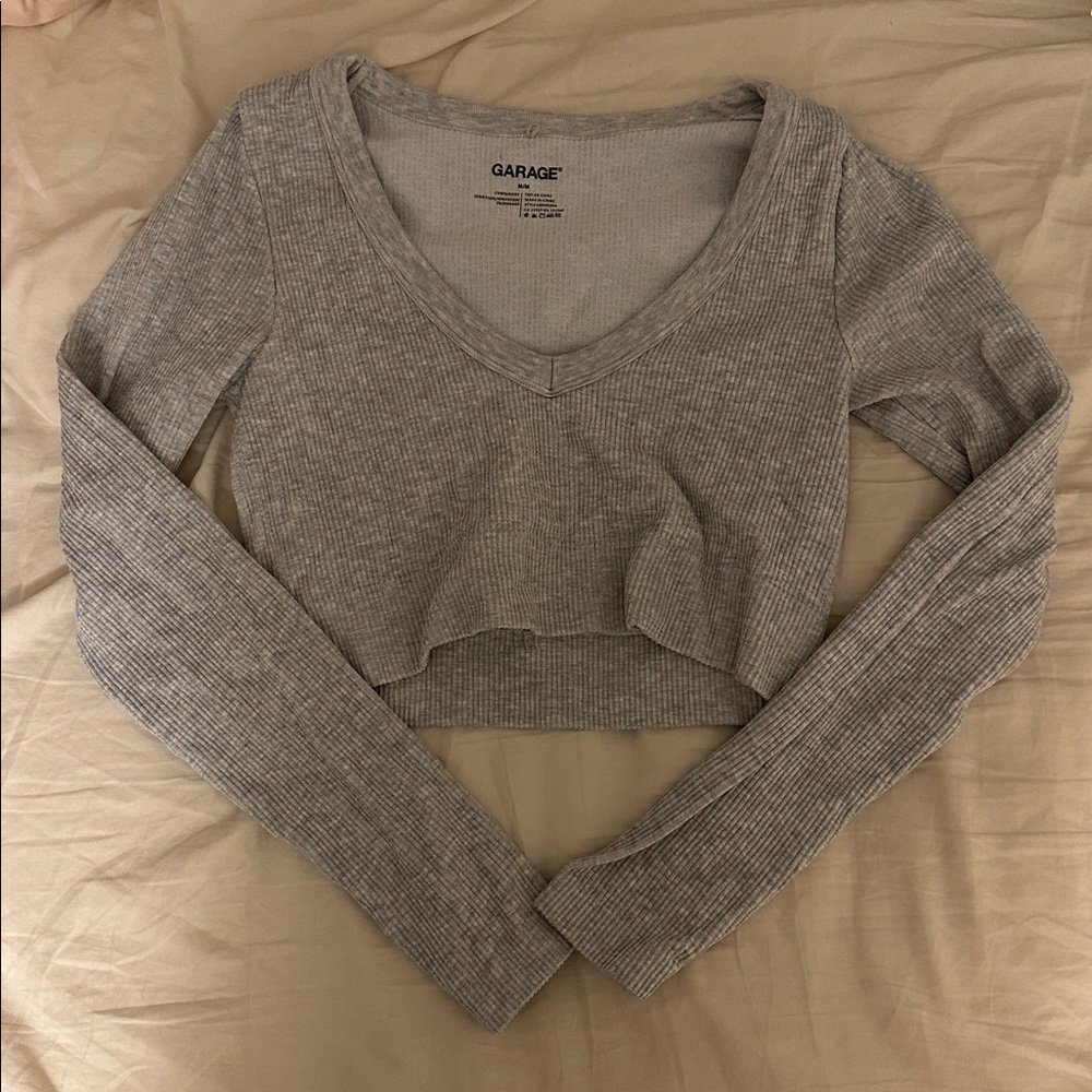 Garage Heather Gray Ribbed Crop Top